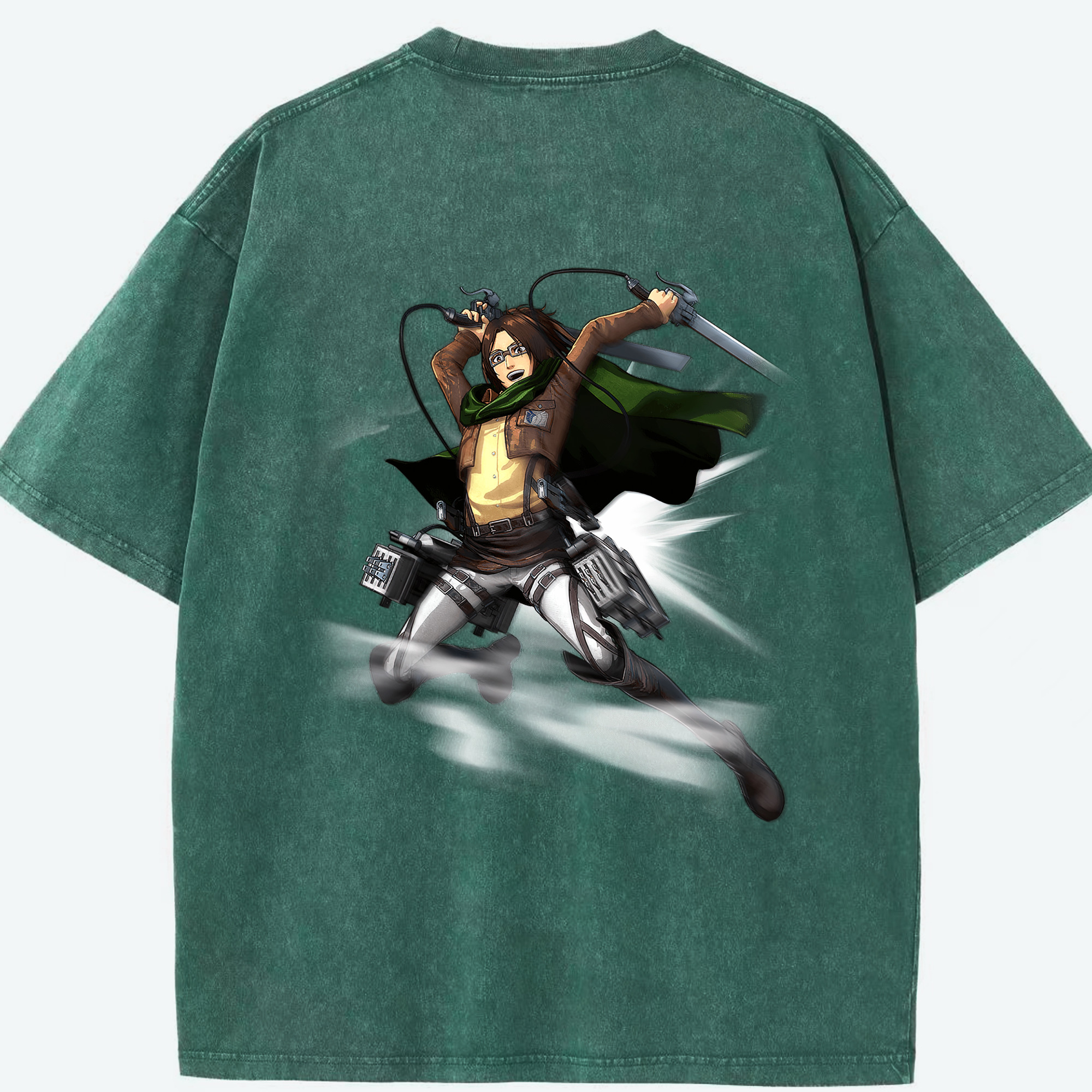 （画像用） 進撃の巨人 ハンジ·ゾエ Attack on Titan Hanji Zoe 綿100% ヴィンテージ風 半袖Tシャツ（背面プリント）